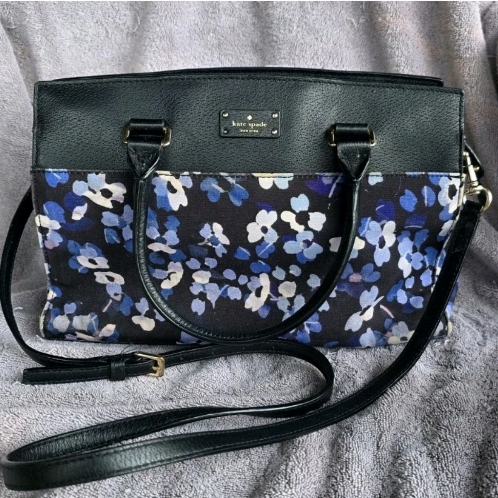 Kate Spade Black and Blue Floral Shoulder Bag